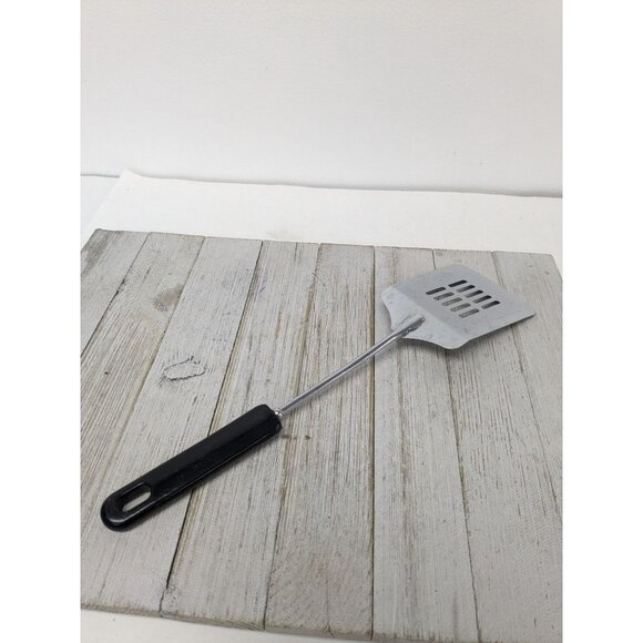 Vintage Stainless Steel 13" Slotted Spatula Black Handle Turner - Picture 1 of 6